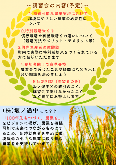 特別栽培米講習会チラシ